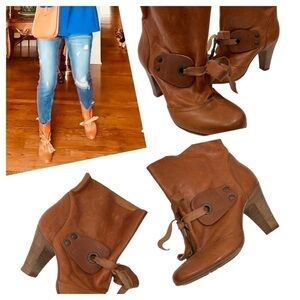 FRU.IT Women's Cognac Leather boots size 36 US 5.5 made in Italy